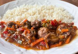 Beef Teriyaki, Beef Cubes in Teriyaki Sauce, Rice & Vegetables - Individual Meal