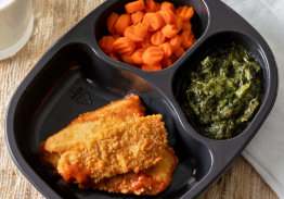 Chicken Tenders with Honey Mustard Sauce, Spinach and Carrots - Individual Meal